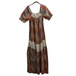 Vintage Fashions By Loke Hawaiian MuuMuu Maxi Dress Size 4 Ombré Stripes Green